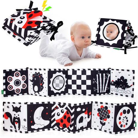 Livre tissu contrastes noir/blanc Cawgug, stimulation bébé
