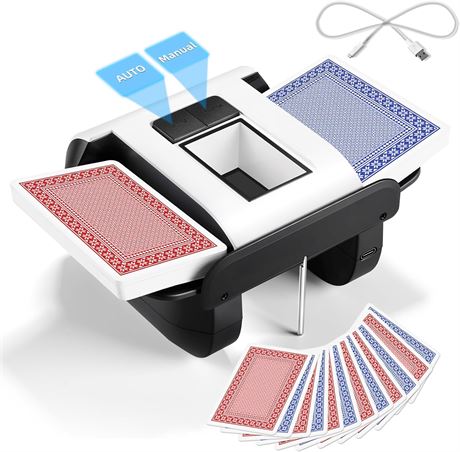 BATURU Rechargeable Automatic Card Shuffler 2-Deck, 2000 mAh Battery