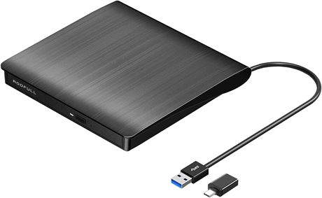ROOFULL Graveur Externe CD DVD USB 3.0 Portable PC Mac Linux Noir