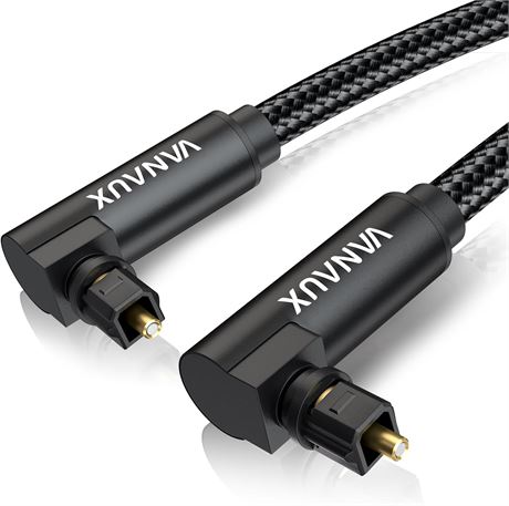 Câble Optique VANAUX Toslink 90° Noir 1m Audio TV PS4