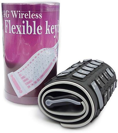 Clavier Sans Fil Silicone Pliable Étanche USB Noir