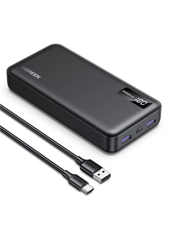 UGREEN Batterie externe 20 000 mAh, 3 ports, c ble 0,5 m, 22,5W USB-C PD3.0
