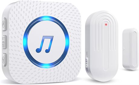SanJie Door Sensor Chime, 500 ft Range, 26 Chimes, 1 Receiver + 1 Sensor