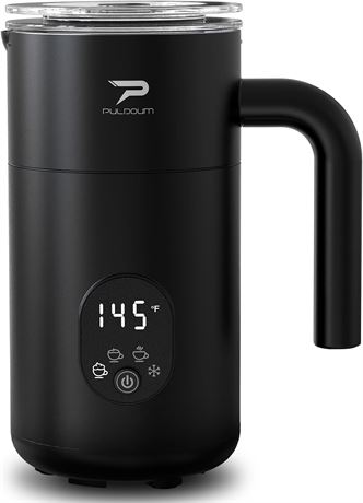 4-in-1 Electric Milk Frother & Steamer, 350ml Hot & Cold Latte Maker, Black