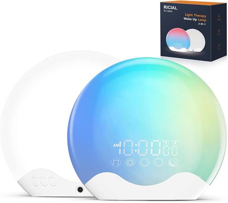 Light Therapy Lamp with 10,000 Lux, Alarm Clock & Wake-Up Light