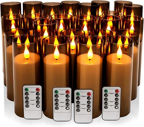 Lot de 24 bougies LED noires sans flamme avec t l commande (3 tailles)