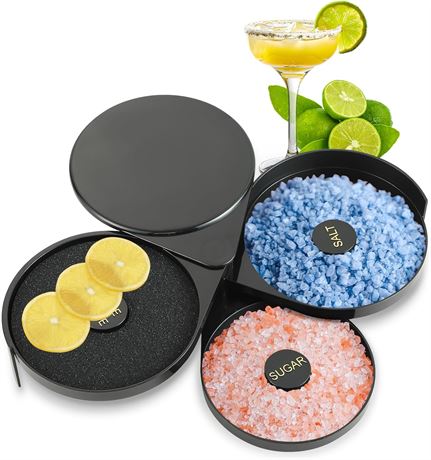 3-Tier Bar Glass Rimmer Tool, Margarita Salt Rimmer Set for Cocktails