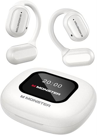 Monster Open Touch Pro 100 Open Ear Buds, Bluetooth, ENC, IPX5, 30H, White