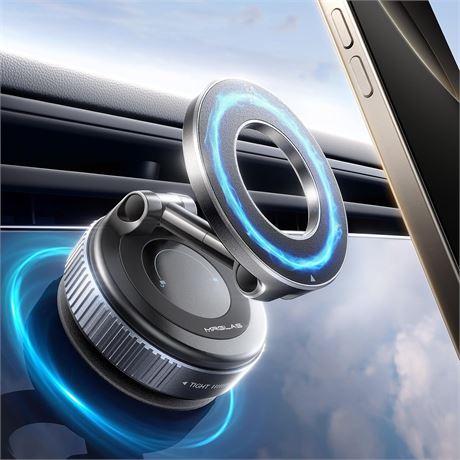 MRGLAS MagSafe Magnetic Car Mount with Vacuum Suction & 360° Adjustable