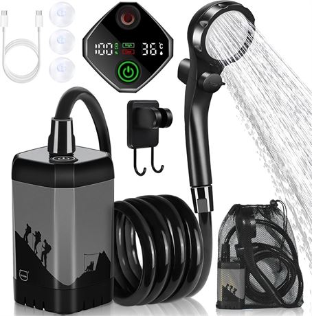 Portable Camping Shower 7800mAh Electric Shower with Digital Temp Display