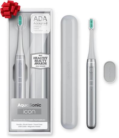 Aquasonic Icon ADA Toothbrush | Magnetic Holder & Travel Case