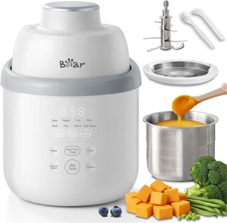 Bear NutriEase AllStage Baby Steamer & Juicer Stainless Baby Food Machine