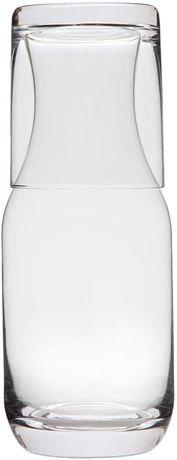 Lily’s Home 16oz Glass Carafe with Tumbler Cup Lid, Bedside Water Set