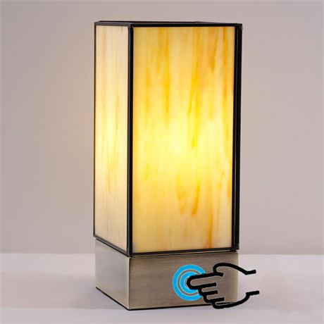 Tiffany Lamp Touch-Control Table Lamp, Beige/Yellow Stained Glass