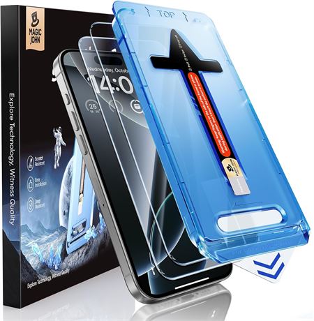 MAGIC JOHN 2-Pack Tempered Glass Screen Protectors for iPhone 16 Pro Max