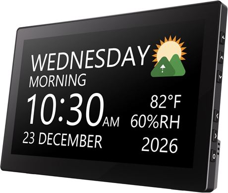 Raynic 10.1 inch Digital Calendar Clock for Seniors, 20 Alarms/Reminders