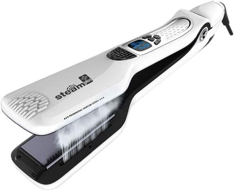 Salon Steam Hair Straightener, Nano Titanium Ceramic Flat Iron with LCD