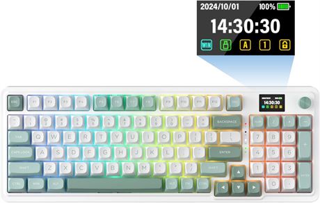 Redragon K719 Wireless Gasket Keyboard with 1.14' TFT, 95 Keys, Jade Cloud