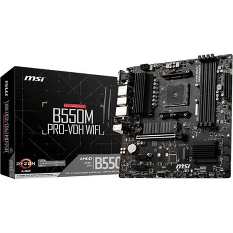 MSI B550M PRO-VDH WIFI Desktop Motherboard - AMD B550, AM4, mATX, 128GB DDR4