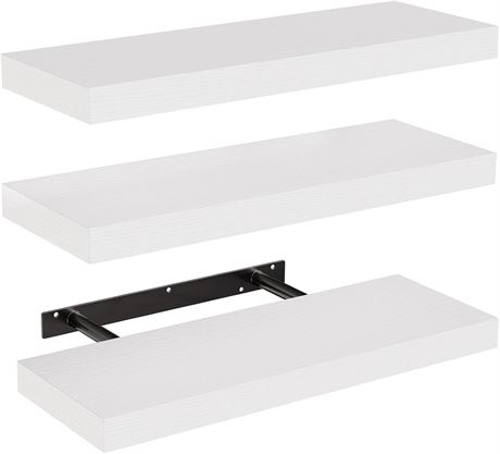 AMADA HOMEFURNISHING Floating Shelves with Invisible Brackets, Set of 3