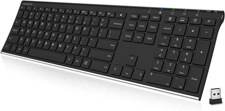 Arteck 2.4G Wireless Keyboard Ultra Slim Full Size w/ Numeric Keypad
