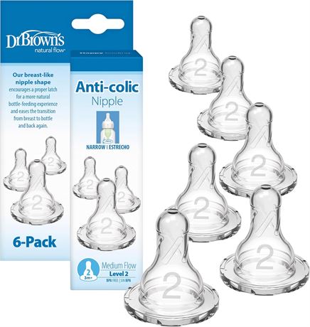 Dr. Brown's Original Nipple, Level 2 (3m+), (6 Count)