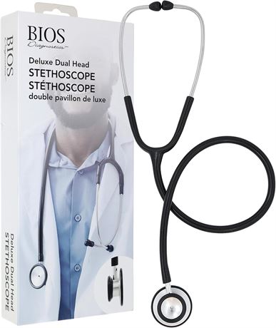 BIOS Diagnostics St thoscope double pavillon noir, luxe, l ger, clinique