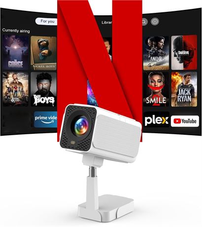 Netflix 1080P Mini Projector with WiFi 6 & Bluetooth, Auto Keystone