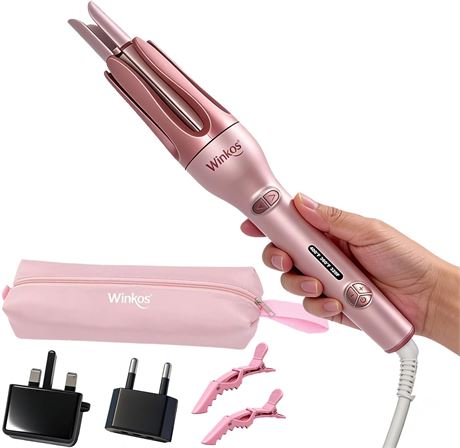 Automatic Hair Curler 1-Inch Rotating Iron, 3 Temps, Auto Off, Dual Voltage