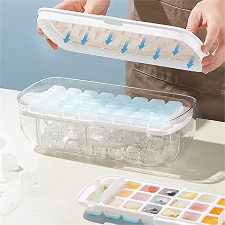 LittleStar Ice Tray with Lid, Dual-Layer 48-Cube Ice Maker, BPA Free (White)