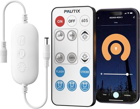 PAUTIX RF WiFi Smart Remote Dimmer for Single-Color LED Strips, DC 12-24V