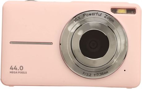 Digital Camera FHD 44MP, 2.4" IPS Screen, 16X Zoom, Anti-Shake, Black