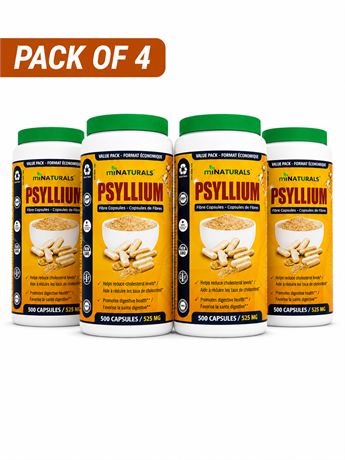 miNATURALS Psyllium Husk Fibre Capsules Supplement | 500 Capsules (525mg)
