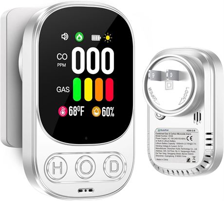 D tecteur CO 4 en 1 et d tecteur gaz naturel avec  cran HD 5,3 cm