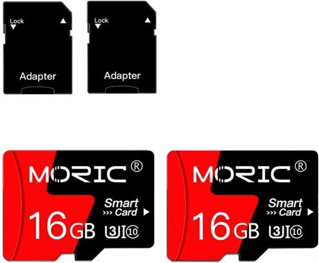 2 Pack 16GB Micro SD Card with SD Adapter, C10 A1 High Speed TF Card