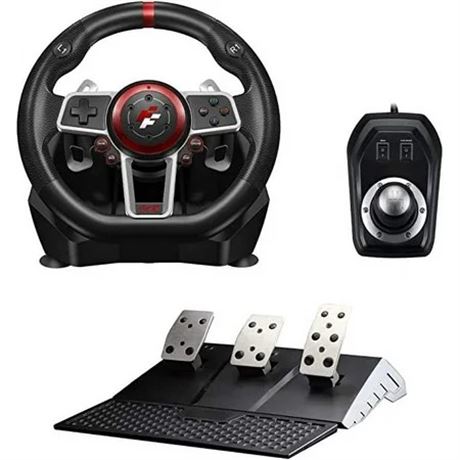 Flashfire Suzuka 900R Racing Wheel w/ Clutch Pedals H-Shifter for PC/PS/XB