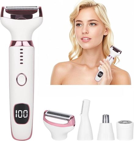 4-in-1 Electric Razor for Women & Men, Wet/Dry Body & Facial Hair Remover