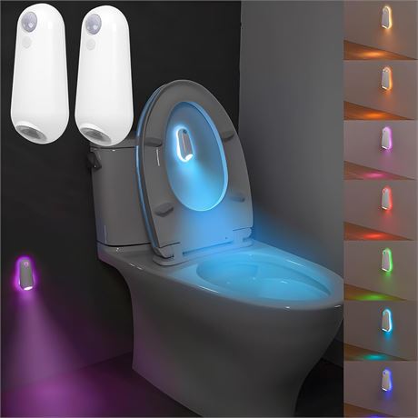 Lot de 2 veilleuses WC détecteur mouvement, LED couleurs changeantes