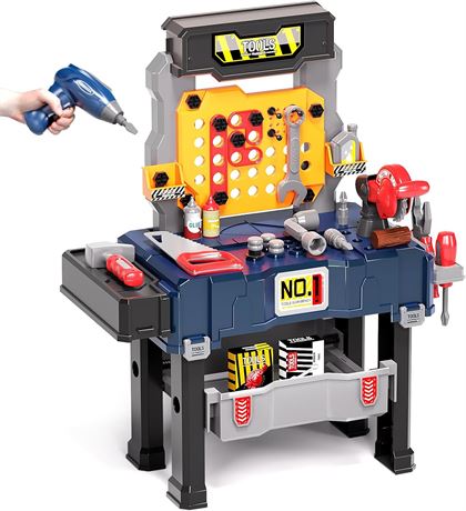 Deejoy Kids Tool Bench with Electric Drill, Workbench Toys for Toddlers 3-5