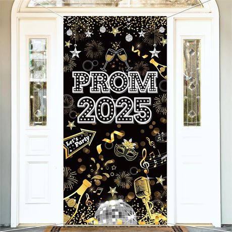 Bannière bal promo DPKOW 2025 noir or argent tissu élégant intérieur extérieur
