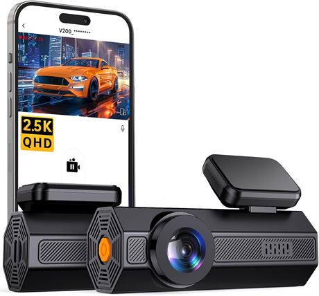 VEEMENT Dash Cam 2.5K Front, 1440P, WiFi, WDR Night Vision, 170 , G-Sensor