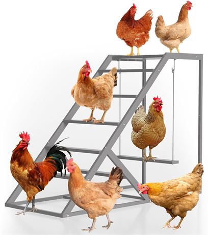 Chicken Perch & Ladder, Roost Bars, Wooden Coop Toys, Grey