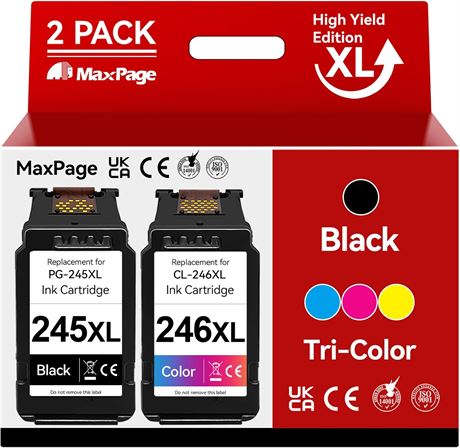 MaxPage Canon 245/246 XL Ink Cartridge PG-245XL CL-246XL Combo for TS3420