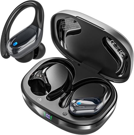 HAOYUYAN Wireless Earbuds, Bluetooth, 80h Playtime, LED Display, IPX7