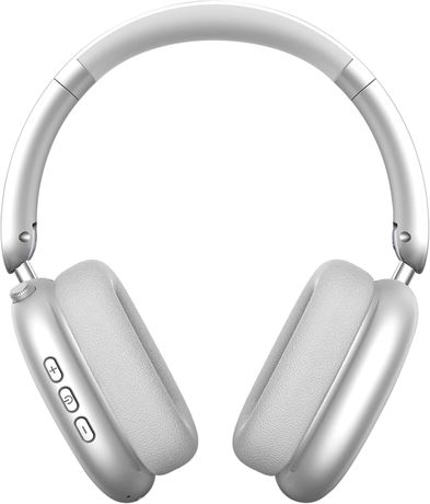 Over-Ear Wireless Earmuffs, Foldable, ANC, Breathable Ear Pads - Silver