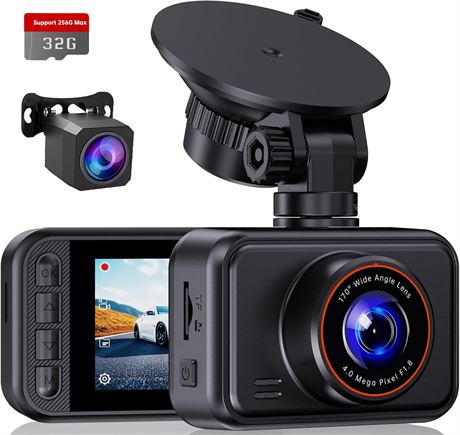 Dashcam avant/arrière 2.5K mini écran IPS 2" + carte 32Go incluse