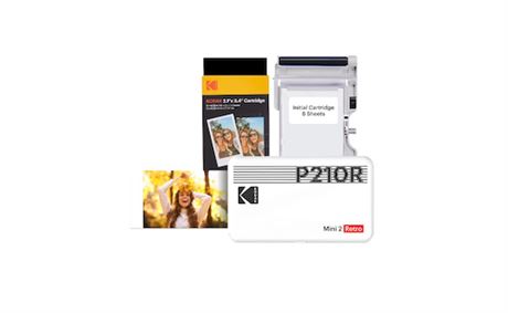KODAK Mini 2 Retro 4PASS Photo Printer (2.1x3.4) + 30-Sheet Bundle, White