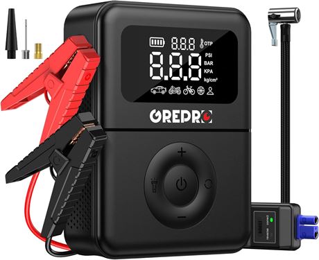 GREPRO D marreur avec Compresseur et Batterie 5000A 10L/8L Gonfleur150PSI