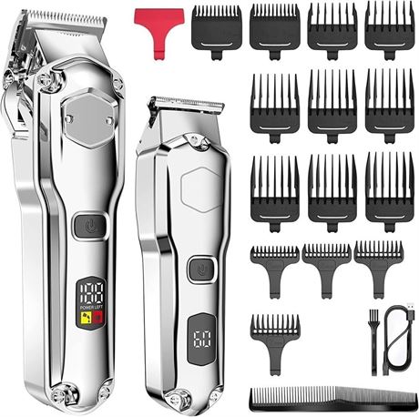 Men's Professional Hair Clipper, 2-in-1 All-Metal LCD Trimmer, Beard Kit