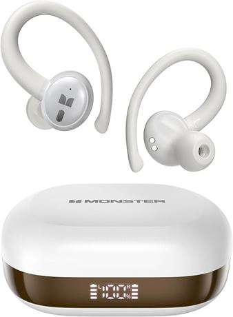 Monster N-Lite 216 Wireless Earbuds Earhooks, ENC Mic, IPX6, BT 6.0, 48H